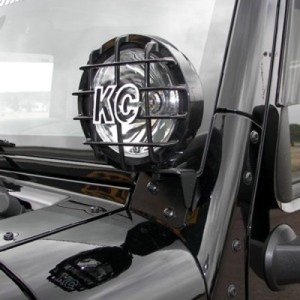 Jeep Wrangler JK Unlimited Light Mount Bracket Set - A-Pillar Windshield - KC HiLiTES - Black - `07-`18